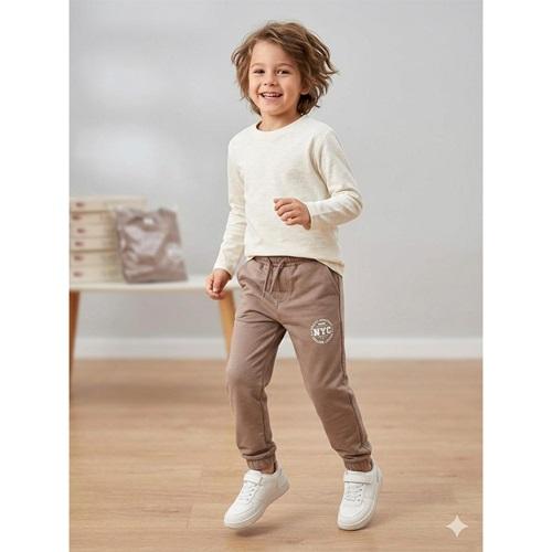 Elsi 4430 Çocuk Kompak Nyc Baskılı Paça Lastikli Eşofman Alt 13-16 Yaş