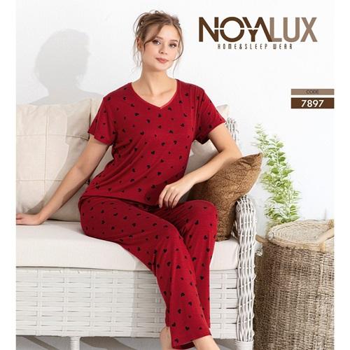 Noya Lüx 7897 Bayan Ring Viskon V Yaka Kısa Kol PijamaTakımı M-2XL