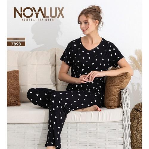 Noya Lüx 7898 Bayan Ring Viskon V Yaka Kısa Kol PijamaTakımı M-2XL