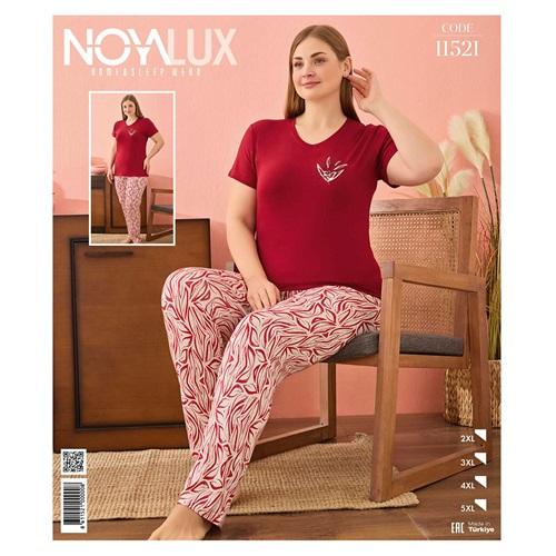 Noya Lux 11521 Bayan Penye V Yaka Kısa Kol Pijama Takımı 2XL-5XL