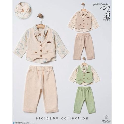 Elci 4347 Erkek Bebe Müslüm Fiyonklu 3 Lü Takım 6-24 Ay