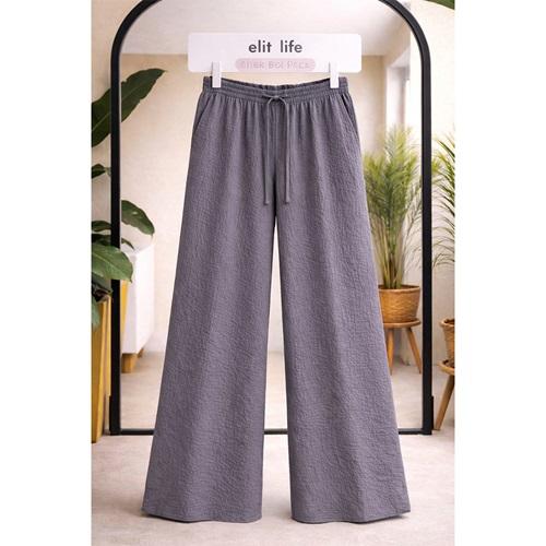 Elit Lıfe 158 Bayan Gofralı Kumaş Bol Paça Tek Alt S-2XL