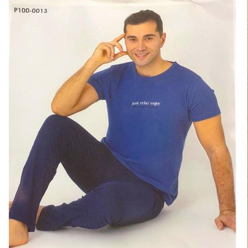 Sude P100-0013 Erkek Cotton Bisiklet Yaka Kısa Kol Pijama Takımı M-2XL