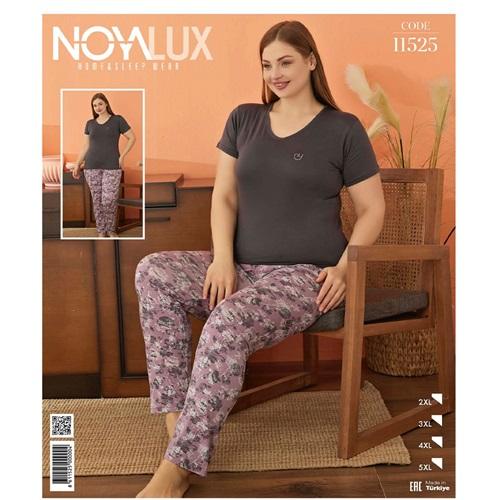 Noya Lux 11525 Bayan Battal Ring Viskon V Yaka Kısa Kol Pijama Takımı 2XL-5XL