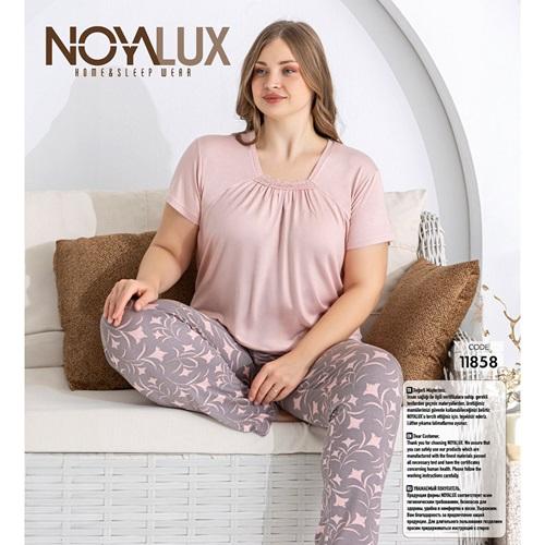 Noya Lux 11858 Bayan Battal Dantelli Kısa Kol Pijama Takımı 2XL-5XL