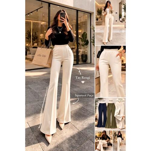 Elit Lıfe 162 Bayan Dalgıç Kumaş Çimalı İspanyol Paça Cepli Eşofman Alt S-2XL