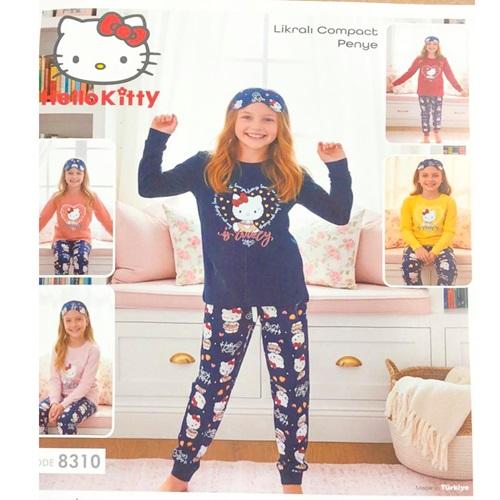 Hello Kitty 8310 Kız Çocuk Penye Kitty Baskılı Uzun Kol Pijama Takımı 3-6 Yaş
