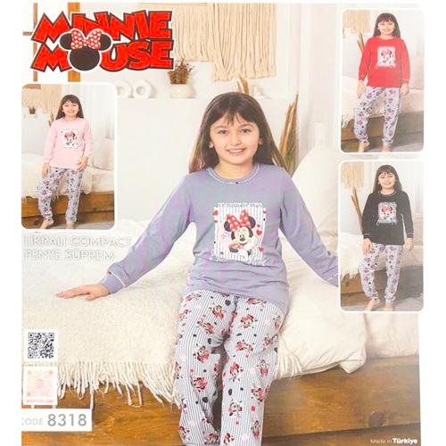Minnıe Mouse 8318 Kız Çocuk Penye Minnıe Mouse Baskılı Uzun Kol Pijama Takımı 3-6 Yaş