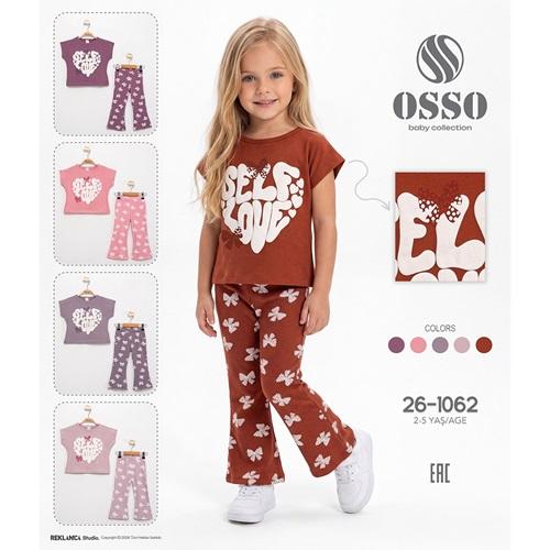Osso 1062 Kız Çocuk Penye Kabartma Self Love Baskılı Takım 2-5 Yaş