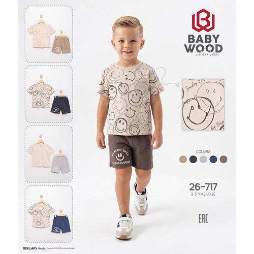 Babywood 717 Erkek Çocuk Penye Smıle Baskılı Şortlu Takım 2-5 Yaş