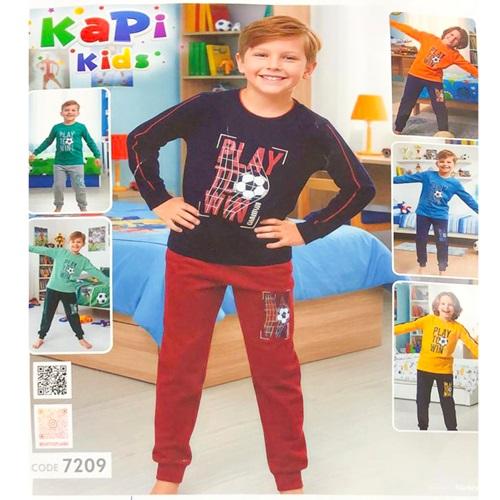 Kapi Kds 7209 Erkrk Çocuk Penye Top Baskılı Uzun Kol Pijama Takımı 3-6 Yaş