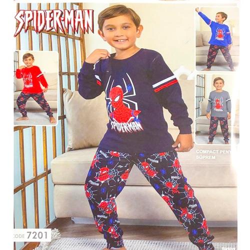 Spiderman 7201 Erkrk Çocuk Penye Spiderman Baskılı Uzun Kol Pijama Takımı 3-6 Yaş