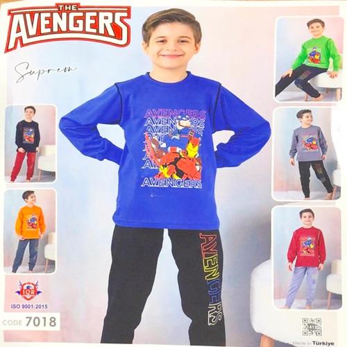 Avengers 7018 Erkrk Çocuk Penye Batman Baskılı Uzun Kol Pijama Takımı 3-6 Yaş