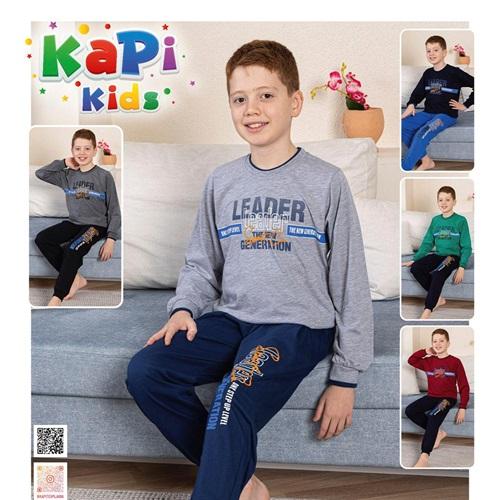 Kapi Kids 7217 Erkek Çocuk Penye Gez Leader Baskılı Uzun Kol Pijama Takımı 11-15 Yaş
