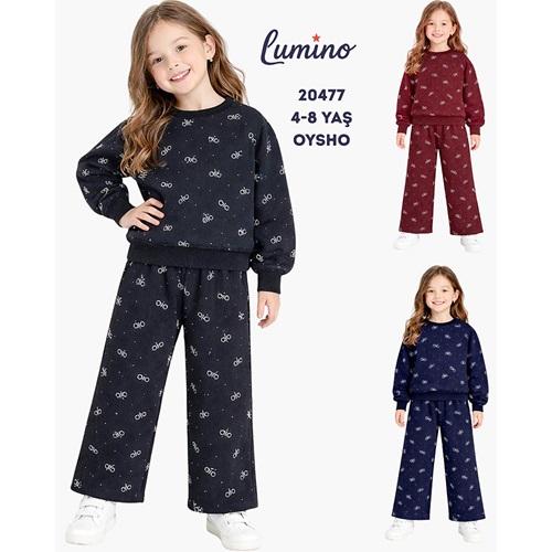 Lumino 20477 Kız Çocuk Alo Taş Baskılı 2 Li Takım 4-8 Yaş