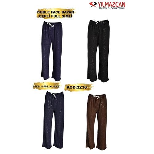 Yılmazcan BE 3236 Bayan Simli Duble Face Paça Eşofman Alt S-2XL