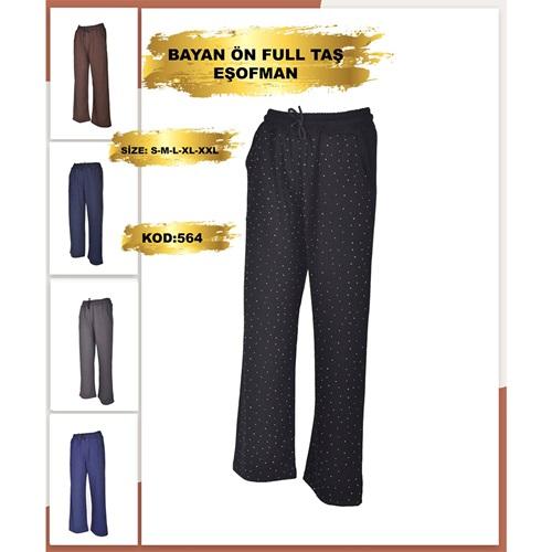 Yılmazcan BE 564 Bayan Full Taşlı Duble Face Paça Eşofman Alt S-2XL