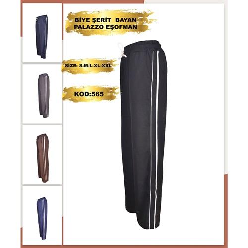 Yılmazcan BE 565 Bayan Biye Şeritli Bol Paça Eşofman Alt S-2XL