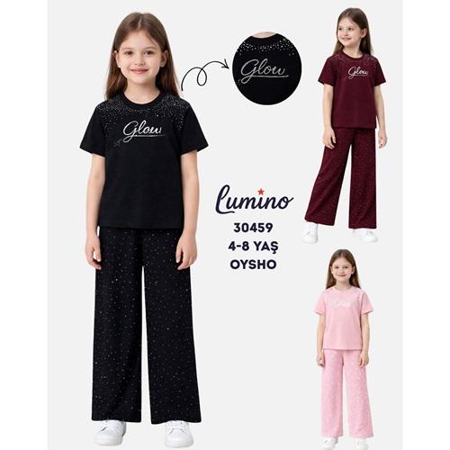 Lumino 30459 Kız Çocuk Oysho Glow Taş Baskılı Takım 4-8 Yaş