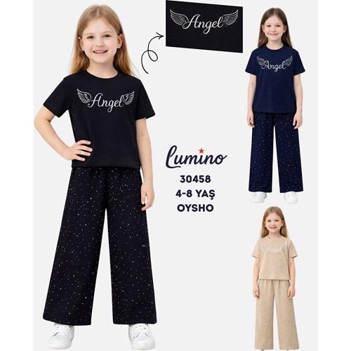 Lumino 30458 Kız Çocuk Oysho Angel Taş Baskılı Takım 4-8 Yaş