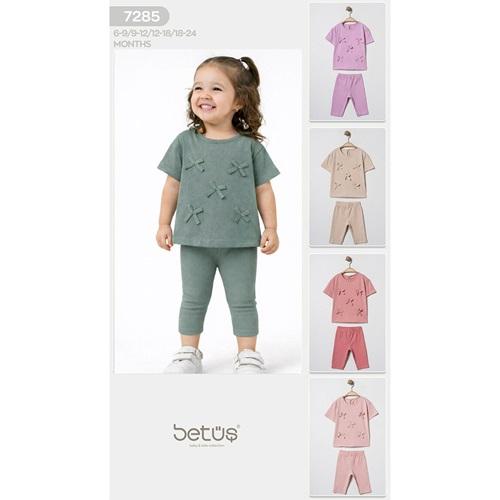 Betüş Bebe 7285 Kız Bebe Penye Fiyonklu Taytlı Takım 6-18 Ay