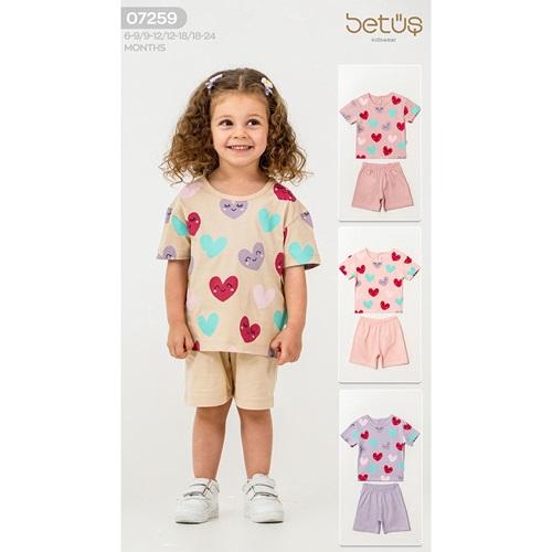 Betüş Bebe 7259 Kız Bebe Penye Smıle Love Baskılı Şortlu Takım 6-18 Ay