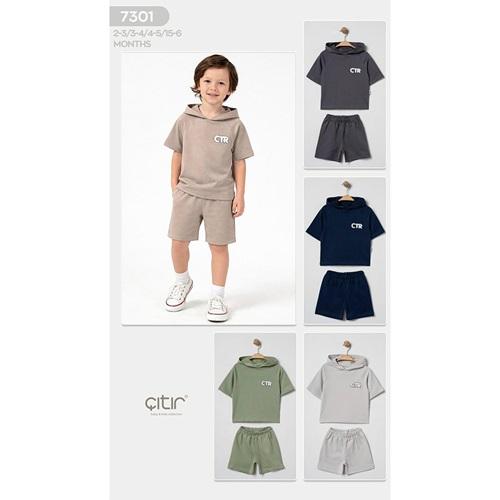 Çıtır Kids 7301 Erkek Çocuk Penye Süzine Çtr Nakışlı Şortlu Takım 2-6 Yaş