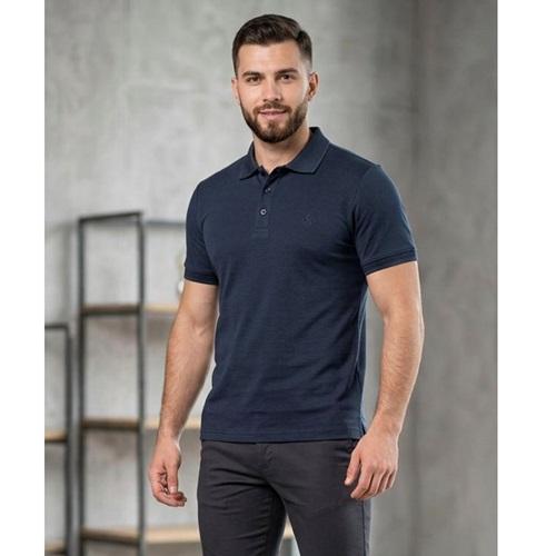 By Alaz 525 Erkek Kağı Kumaş Nakışlı Yakalı Düğmeli Tişört S-2XL