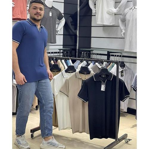 By Alaz 361 Erkek Jakar Kumaş V Yakalı Tişört S-2XL