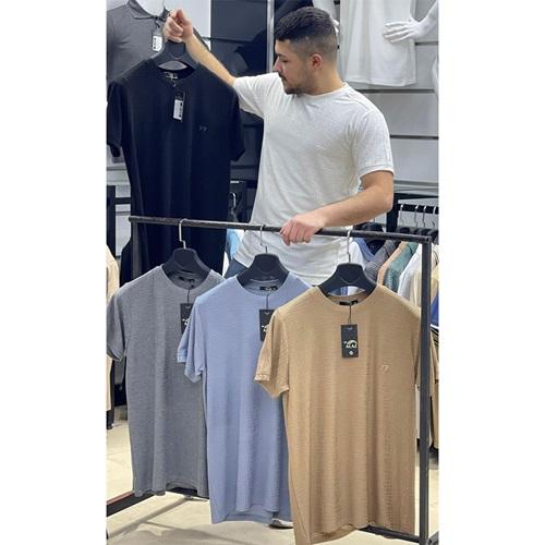 By Alaz 381 Erkek Jakar Kumaş 77 Nakışlı Sıfır Yaka Tişört S-2XL