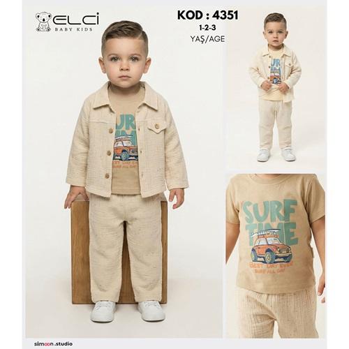 Elci 4351 Erkek Çocuk Müslin Gömlekli 3 Lü Takım 1-3 Yaş