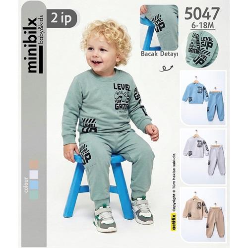 Bilkon Baby 5047 Bebe Penye Level Game Up Baskılı Takım 6-18 Ay