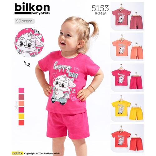 Bilkon Baby 5153 Kız Bebe Penye Scooter Baskılı Takım 9-24 Ay