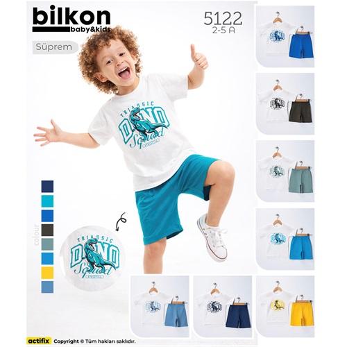 Bilkon Baby 5122 Erkek Çocuk Dino Baskılı Şortlu Takım 2-5 Yaş