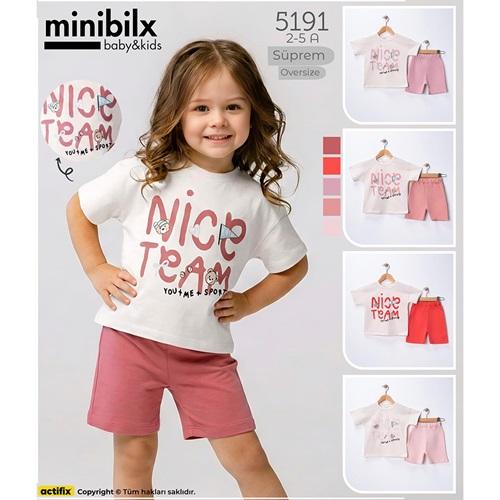 Bilkon Baby 5191 Kız Çocuk Nıce Team Baskılı Şortlu Takım 2-5 Yaş