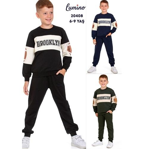Lumino 20408 Erkek Çocuk Penye Brooklyn Baskılı Takım 6-9 Yaş