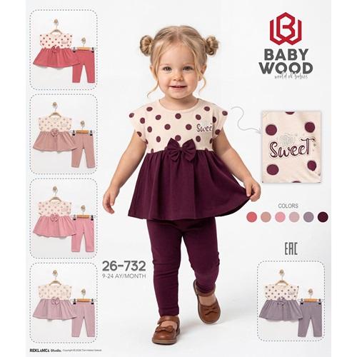 Babywood 736 Kız Bebe Müslin Kumaş Puantiyeli Elbise 9-24 Ay