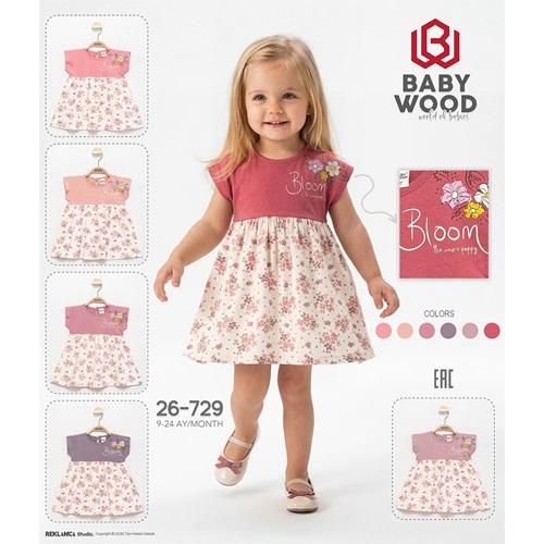 Babywood 729 Kız Bebe Penye Çiçek Desenli Elbise 9-24 Ay