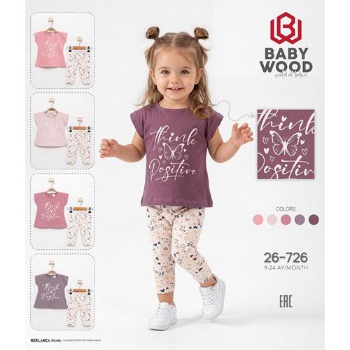 Babywood 726 Kız Bebe Penye Kelebek Baskılı Taytlı 9-24 Ay