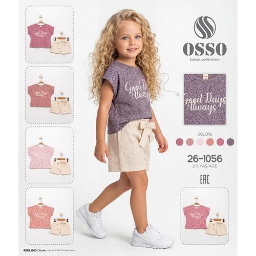 Osso 1056 Kız Çocuk Penye Good Days Always Baskılı Şortlu Takım 2-5 Yaş