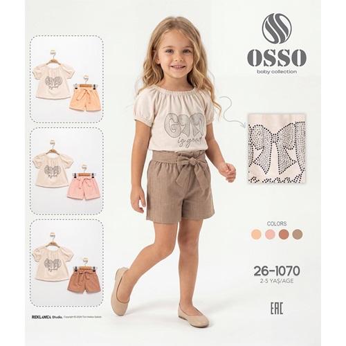 Osso 1070 Kız Çocuk Penye Taş Fiyonk Baskılı Şortlu Takım 2-5 Yaş