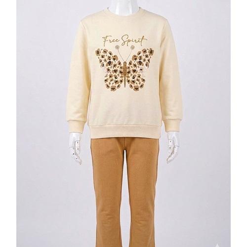 Lumino 20458 Kız Çocuk Penye Kelebek Baskılı Takım 6-9 Yaş