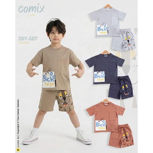 Comix 507 Erkek Çocuk Penye Bicho Baskılı Şortlu Takım 3-6 Yaş