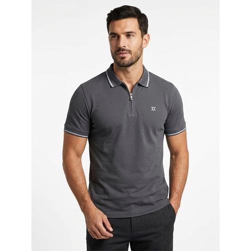 By Alaz 915 Erkek Oysho Fermuar Yakalı Tişört S-2XL