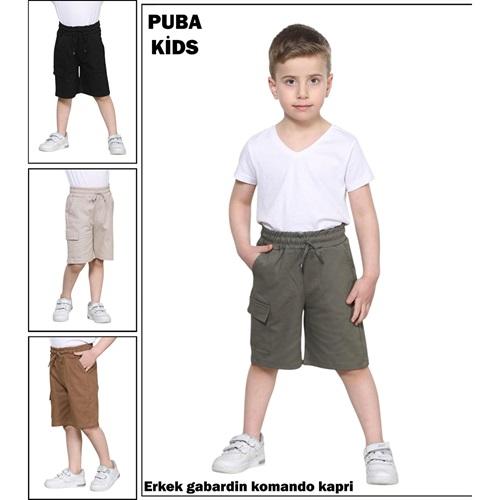 Puba 2705 Erkek Çocuk Gabardin Kargo Cepli Kapri 4-12 Yaş