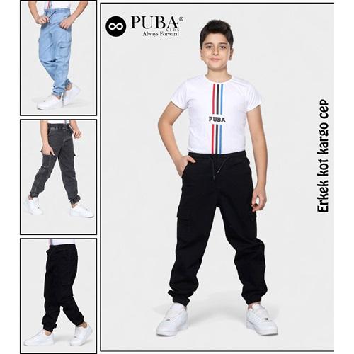 Puba 5300-1 Erkek Çocuk Kargo Cepli Pantolon 6-12 Yaş