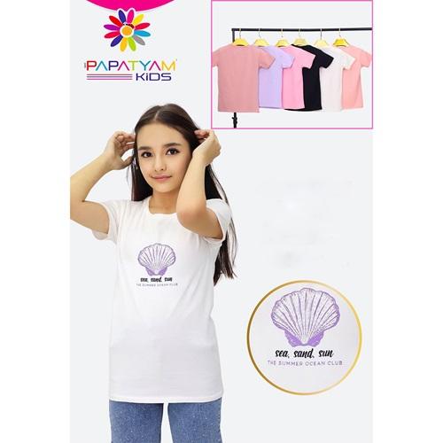 Papatyam Kids 10940 Kız Çocuk Penye Kurdele Nakışlı Tişört 5-8 Yaş