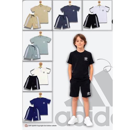 By Bulgan 402686 Erkek Çocuk Penye Adidas Baskılı Şortlu Takım 13-16 Yaş