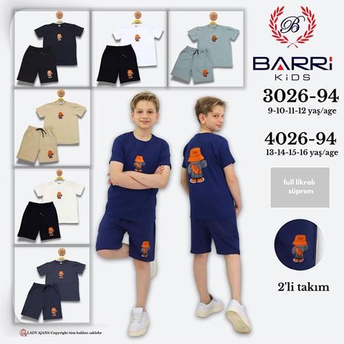 Barri 302694 Erkek Çocuk Penye Free Baskılı Şortlu Takım 9-12 Yaş