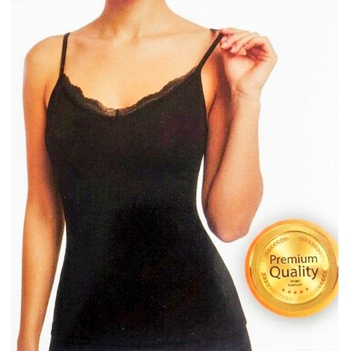 Lunno 7001 Bayan Penye Önü Dantelli İp Askılı Atlet